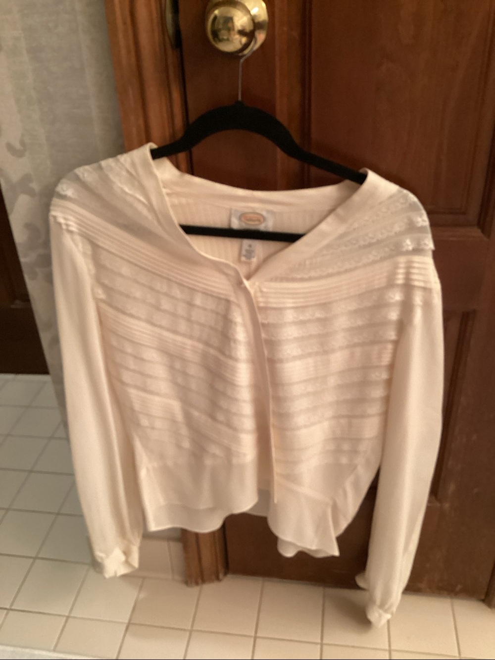 Talbots Ivory Lace Pintuck Button-Front Blouse